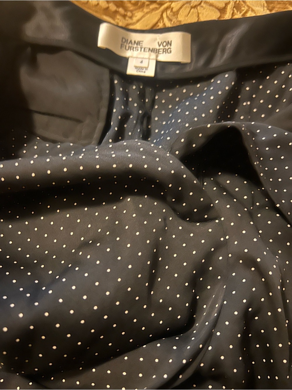 Diane von Furstenberg Black Pants  with White Polka Dots
